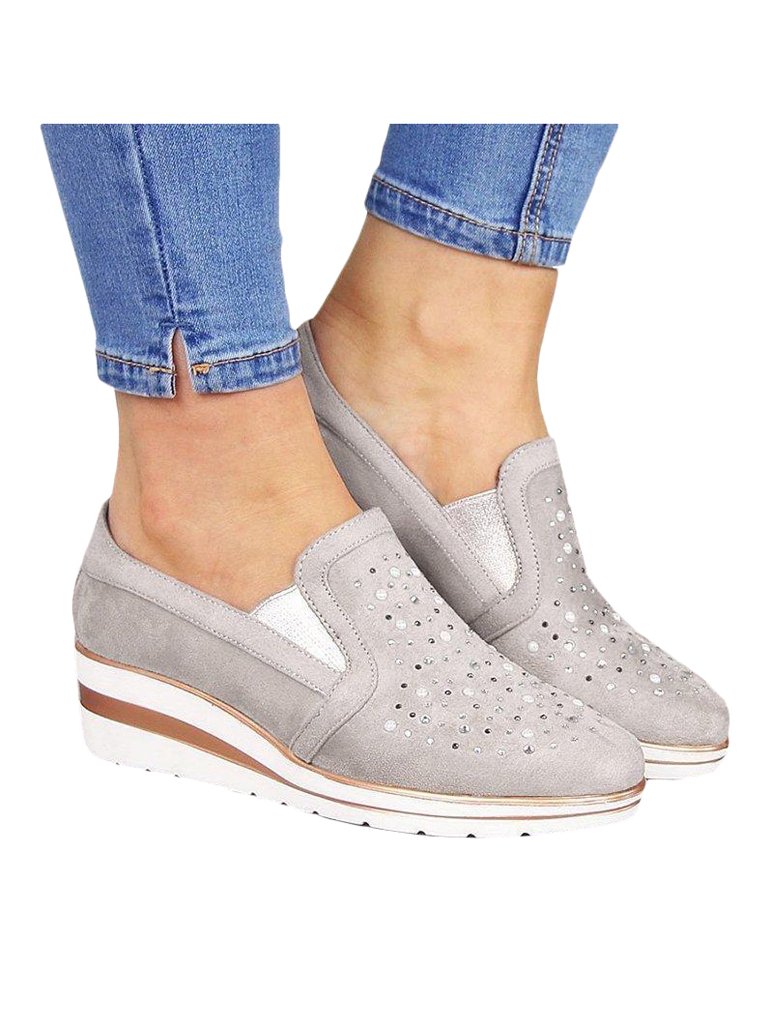 slip on wedges women's shoes