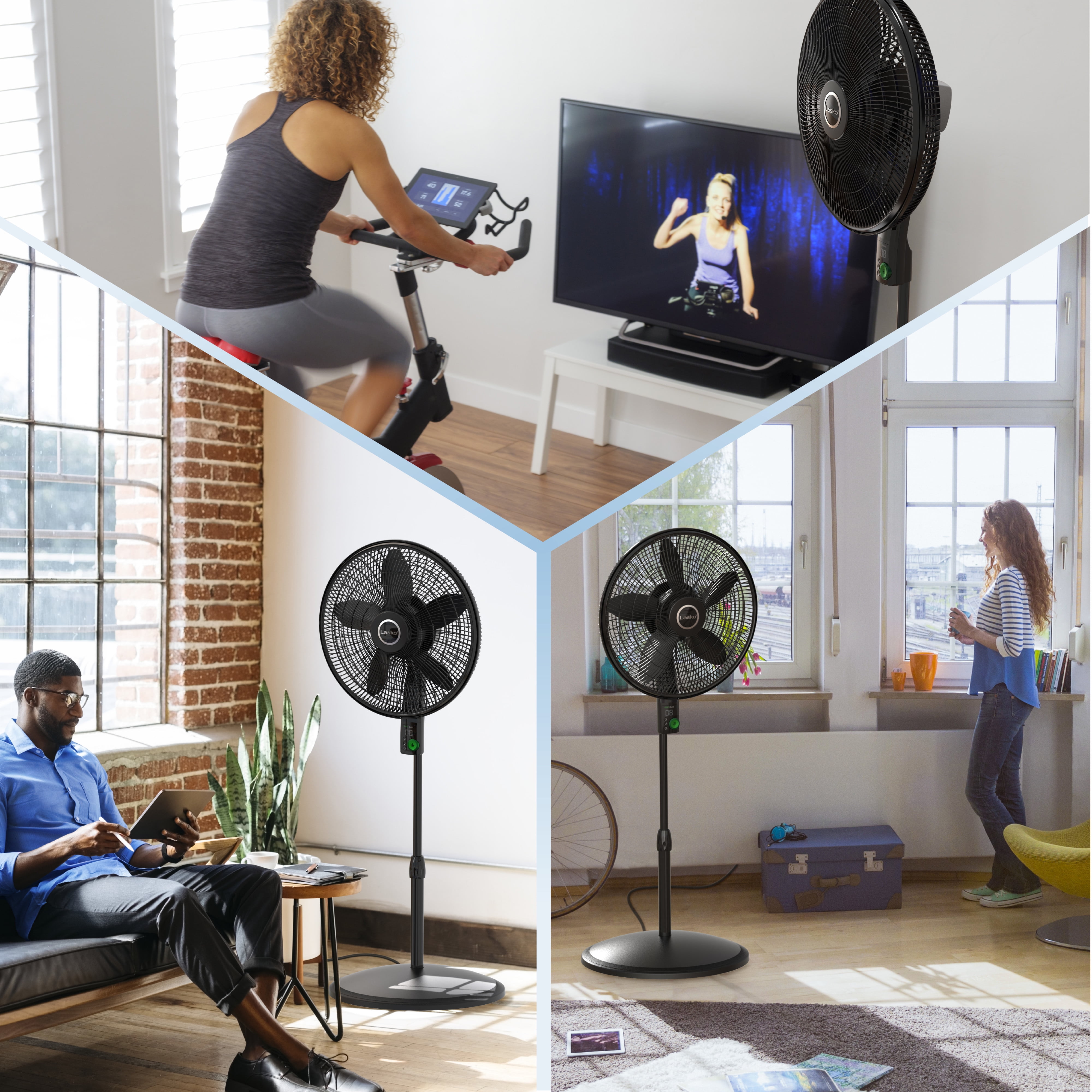 Lasko Oscillating 18” EcoQuiet DC Motor 12-Speed Pedestal Fan with Remote,  S18708, Black - Walmart.com