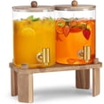 thumbnail image 1 of Dispensador de bebidas FavorFlavor, vaso de 1 galón con soporte de madera, x2, 1 of 7