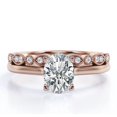 thumbnail image 1 of JeenMata Anillo de Boda con Filigrana Decorativa Milgrain de 1,75 Quilates con Engaste Ovalado en Punta Engastado en Oro Rosa de 18 K sobre Plata (Personaliza la Banda de Tu Anillo de Bodas), 1 of 6