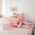 thumbnail image 5 of Homewish Kawaii Initial T Letter Bedding Comforter Set 7pcs, Christmas Hat Flower King Bedding Sets, Girly Pink Cartoon Reversible Bed Sheets, Super Cozy Room Decor, 5 of 7