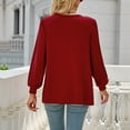 thumbnail image 7 of Annhoo Going out Tops for Women Fall Casual Pleated Crewneck Long Sleeve T-Shirts Ladies Basic Solid Color Blouses, 7 of 7