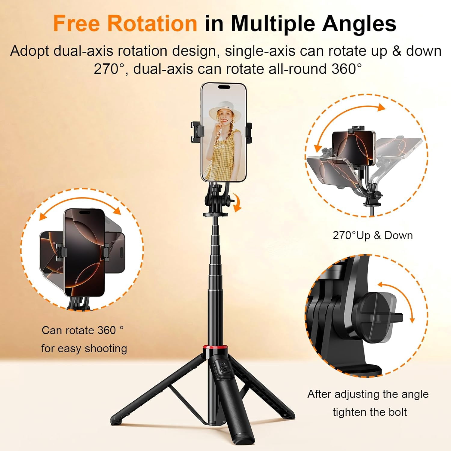 Magnetic Selfie Stick Tripod with Wireless Remote ,Fill Light,All-in-One Phone Tripod Extendable Phone Stand Tripod
