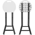 thumbnail image 7 of Folding Stool, 2 Pack 24 inch Bar Stools with Handle, Metal and Plastic Foldable Stool for Adults Portable, Collapsible Round Folding Bar Stool Chair for Home Kitchen, 550lbs Capacity, White, 7 of 7