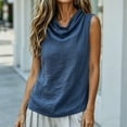 thumbnail image 5 of Sheghy Tank Top 100%Cotton Linen Blend Cowl Neck Tank, Solid Sleeveless Casual Summer Vest Navy S, 5 of 9