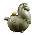 thumbnail image 4 of Figura de caballo pequeño de arcilla para té, adorable adorno de mesa, decoración artesanal para la del té, para estantería de decoración de verde, 4 of 8