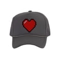 thumbnail image 1 of Men's 80's Retro Large 8 Bit Pixelated Heart Gamer Trucker Hat, Dark Grey, 1 of 2