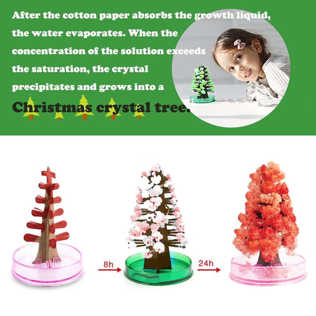  Magic Growing Crystal Christmas Tree, Crystal Christmas Paper  Tree Blossom Toys, DIY Crystal Growing Kit, Funny Science Kits & Party Toys  for Boys and Girls (Multicolor, 2 PCS) : Toys 