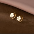 thumbnail image 3 of 925 Sterling Silver White Flower Hoop Earrings Huggie for Women Teens Small Daisy Hoop Earrings Summer Earrings, 3 of 9