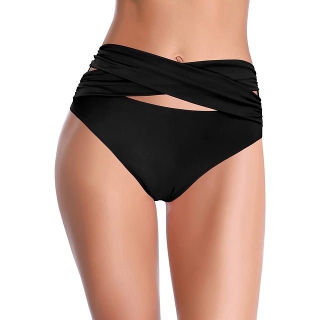 Bañador de Bikini para Mujer con Parte Inferior Torcida en la Parte Delantera Negro-C CH Negro-C CH Xishao ropa