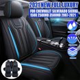 thumbnail image 4 of Leather Car Seat Cover 5 Seats for Chevrolet Chevy Silverado GMC Sierra 1500 2500HD 3500HD 2007-2021 Full Set Cushion Seat Covers for Cars Waterproof, Blue, 4 of 6
