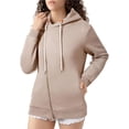 thumbnail image 4 of Jinhomg 2026 Trendy Hoodies for Women Plus Size Casual Solid Drawstring Hooded Sweatshirt Oversized Comfy Long Sleeve Zip Up Jacket with Pockets Khaki XL, 4 of 5