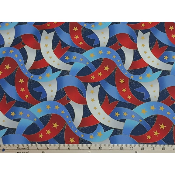 Packcloth Patriotic USA American Independence Day Fourth of July Stars 60" Wide Water Resistant Repellent Duck Canvas Packcloth Fabric by the Yard (D252.16)