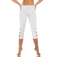 thumbnail image 2 of Knee Cutout Capri Leggings for Women High Waisted Cropped Yoga Leggings Seamless Fit Athletic Workout Pants Running Fitness , #02 White, XXL, 2 of 8
