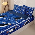 thumbnail image 3 of Castle Fairy Dense Line Art Puffin Daisy Zipper Twin Comforter Sets with Fitted Sheet and 2 Pillowcases,Thin Stem Floral Deep Navy Tile Zipper Bedding Set,Royal White,Navy Blue Reversible,4-Piece, 3 of 6