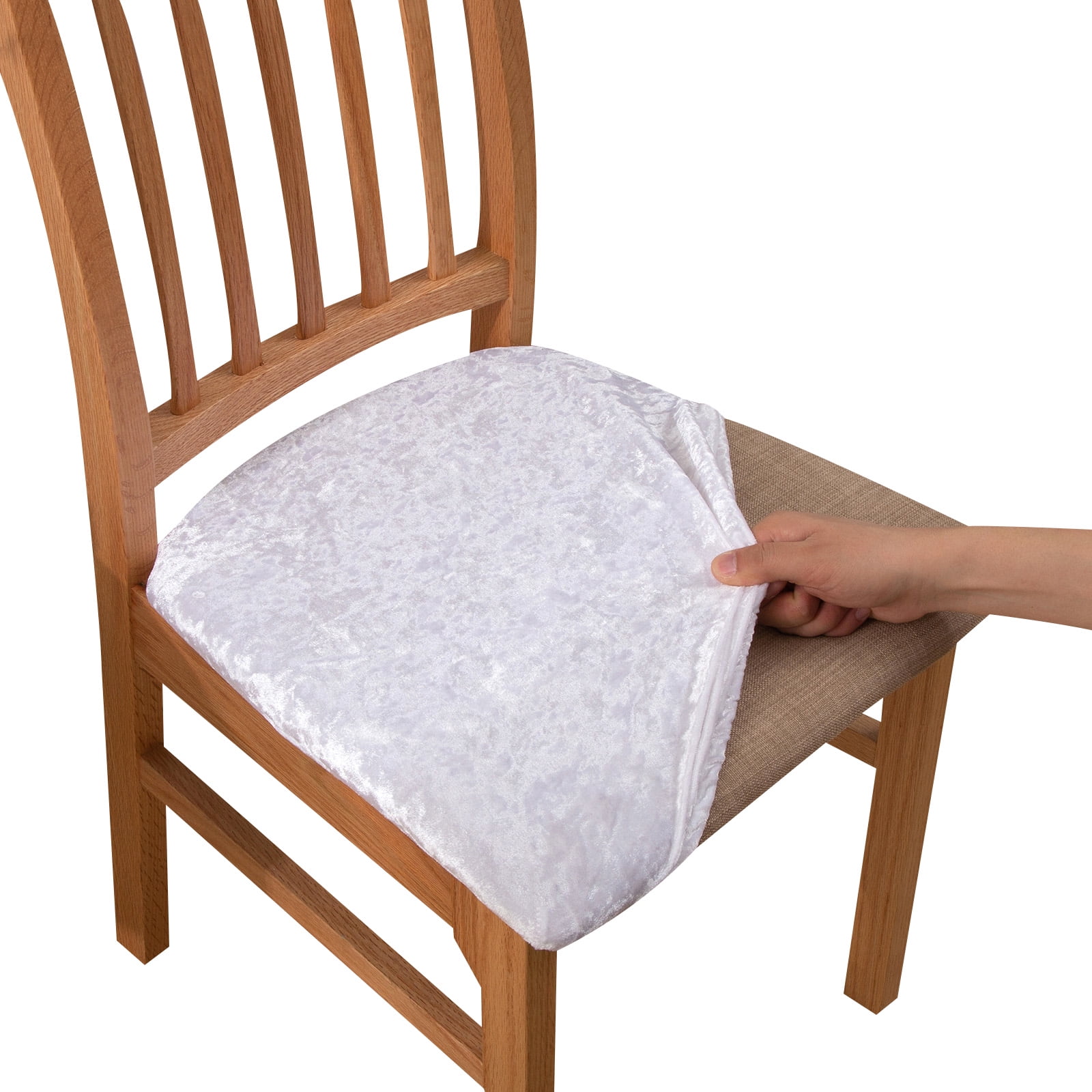 Rosnek 2Pcs Stretch Velvet Chair Seat Covers Removable Dining Chair