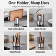 thumbnail image 4 of Multi-functional Kitchen Utensil Holder, Heavy Duty Stainless Steel Pot Lid & Spoon Rack, Space‑Saving Vertical Organizer for Spatula Ladle Pot Lid Cutting Board, Stainless Steel Utensil Holder, 4 of 7