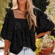 thumbnail image 3 of Camisa de mujer con cuello cuadrado estilo de trabajo de verano con ajuste relajado FLhrweasw Para estrenar, 3 of 7