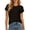 Black1, variant on .Women's Crew Neck Short Sleeve Basic T-Shirt, Solid Color Curved Hem Slim Casual Plain Te.Red.XXL
