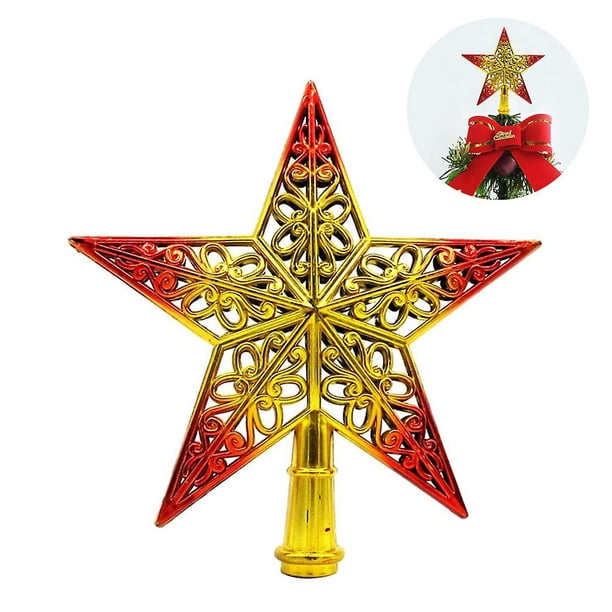 Adorno de estrella para árbol de Navidad, adorno de estrella de Navidad ahuecado con purpurina, decoración para el hogar