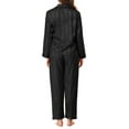 thumbnail image 3 of INSPIRE CHIC Women's Mother's Day Satin Pajamas Stripe Lounge Nightshirt Button Down Tops with Pants Pj Sets M Black, 3 of 6