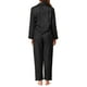 thumbnail image 3 of Pijamas de satén para mujer INSPIRE CHIC, camiseta de noche a rayas con botones y pantalones, conjuntos de PJs L en negro, 3 of 6