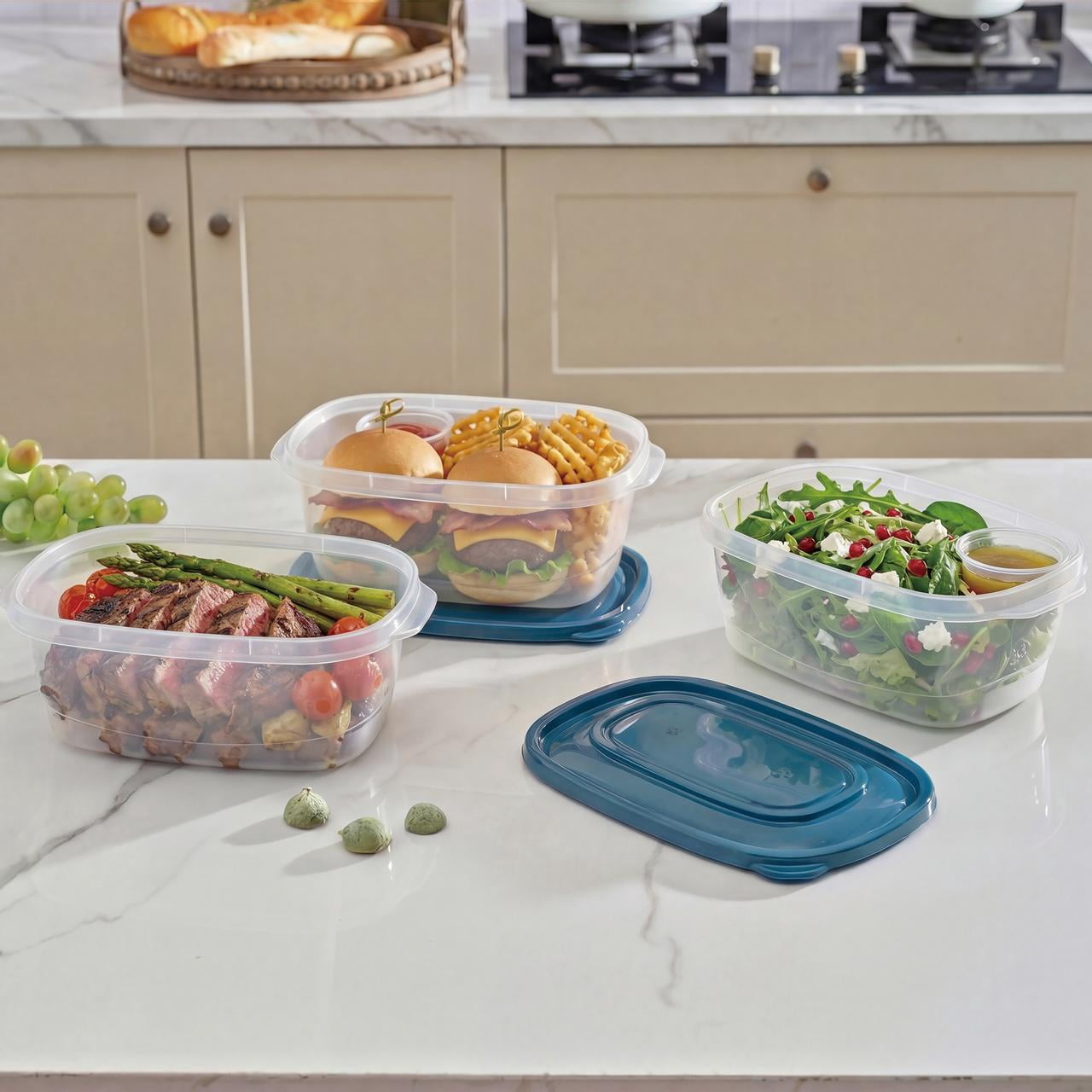 (4 pack) Mainstays Semi Durable Square 8cup Plastic Food Storage Container 3 Pack, A Practical Choice for Dry Goods and Bulk Ingredients