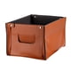 thumbnail image 2 of Cesta de almacenamiento de cuero con asa, plegable, grande, para cajón, juguetes de oficina naranja, 2 of 9