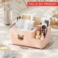 thumbnail image 3 of Tissue Box Cover, Tissue Box Holder, Multi-Functional Tissue Holder with Remote Control Holder, Rectangular Napkin Facial Tissues Holder, Desk Organizer Storage for Home Office, Pink, 3 of 6