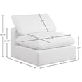 thumbnail image 3 of Meridian Furniture Comfy White Linen Textured Fabric Armless Chair, 3 of 10