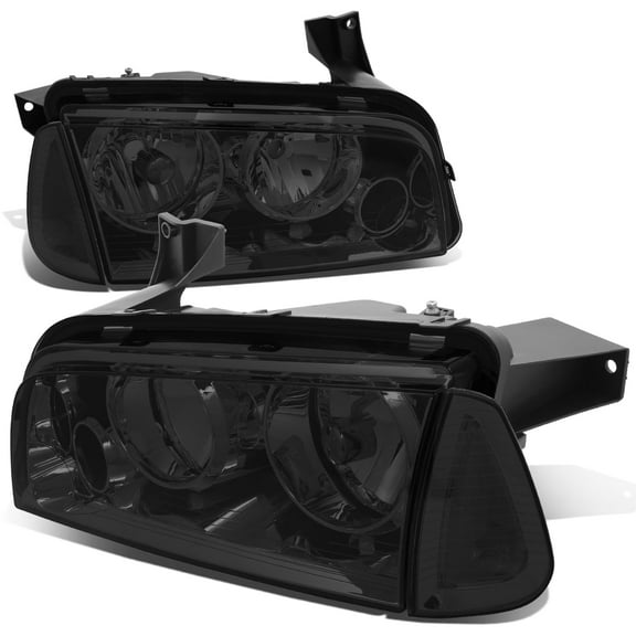 DNA Motoring For 06-10 Dodge Charger Smoked Clear Corner Headlight Lamps Pair