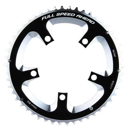 Fsa Super Road Chainring FSA, 50T, 10/11sp., BCD: 110mm, 5 Bolts, Super Road, Outer Chainring, For Double, Aluminum, Black, 371-0250A ()
