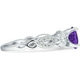 thumbnail image 5 of Vintage Style Sunflower Round Amethyst Cubic Zirconia White Tone 925 Sterling Silver, Size 10, 5 of 7
