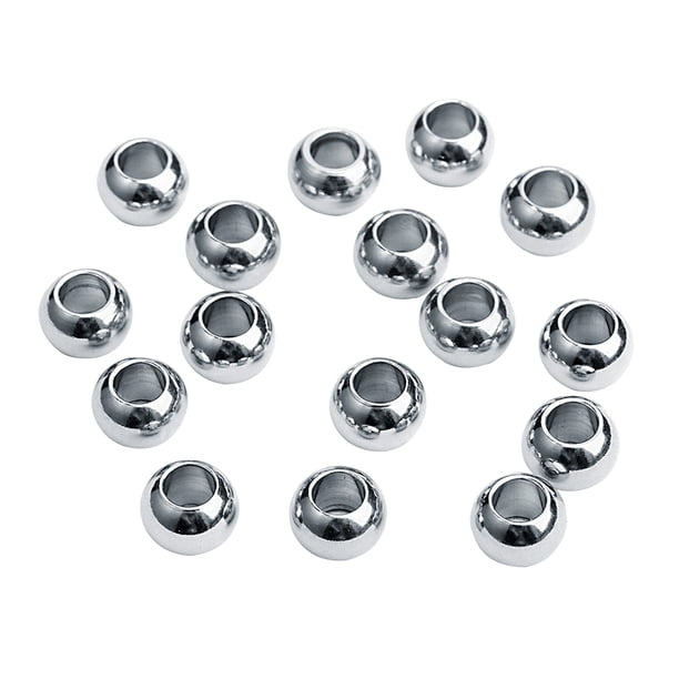 EeaseMX 50 cuentas de vidrio de 4 mm con agujeros grandes para hacer joyas, hebras de cuentas de vidrio redondas para pulseras y collares hechos a mano (plata)