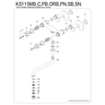 thumbnail image 6 of Kingston Brass KS115ORB Essex Adjustable Center Wall Mount Bathroom Faucet, Oil Rubbed Bronze, 6 of 8