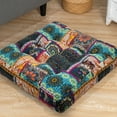thumbnail image 2 of Square Bohemian Meditation Floor Cushion,Cotton Linen Thick Meditation Pillow ,22x22 Inch,Turquoise, 2 of 10