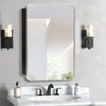 thumbnail image 2 of FUMANGO 16x26 Inch Black Metal Frame Wall Mounted Recessed Bathroom Medicine Cabinet with Mirror, Rounded Rectangular Medicine Cabinet, 2 of 9