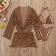 thumbnail image 2 of Womens Bikini Sets Women's 4 Piece Tankini Swimsuit with Sheer Cover Up and Tie Waist Two Piece Bikini Outfit for Beach Pool Halter Neck Sleeveless Solid Color BW2 L, 2 of 5