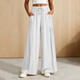 thumbnail image 2 of CHGBMOK Women's Plus Size Palazzo Pants Elastic High Waist Drawstring Wide Leg Pants Flowy Floor-Length Trousers with Pockets Loose Casual Pants, 2 of 9
