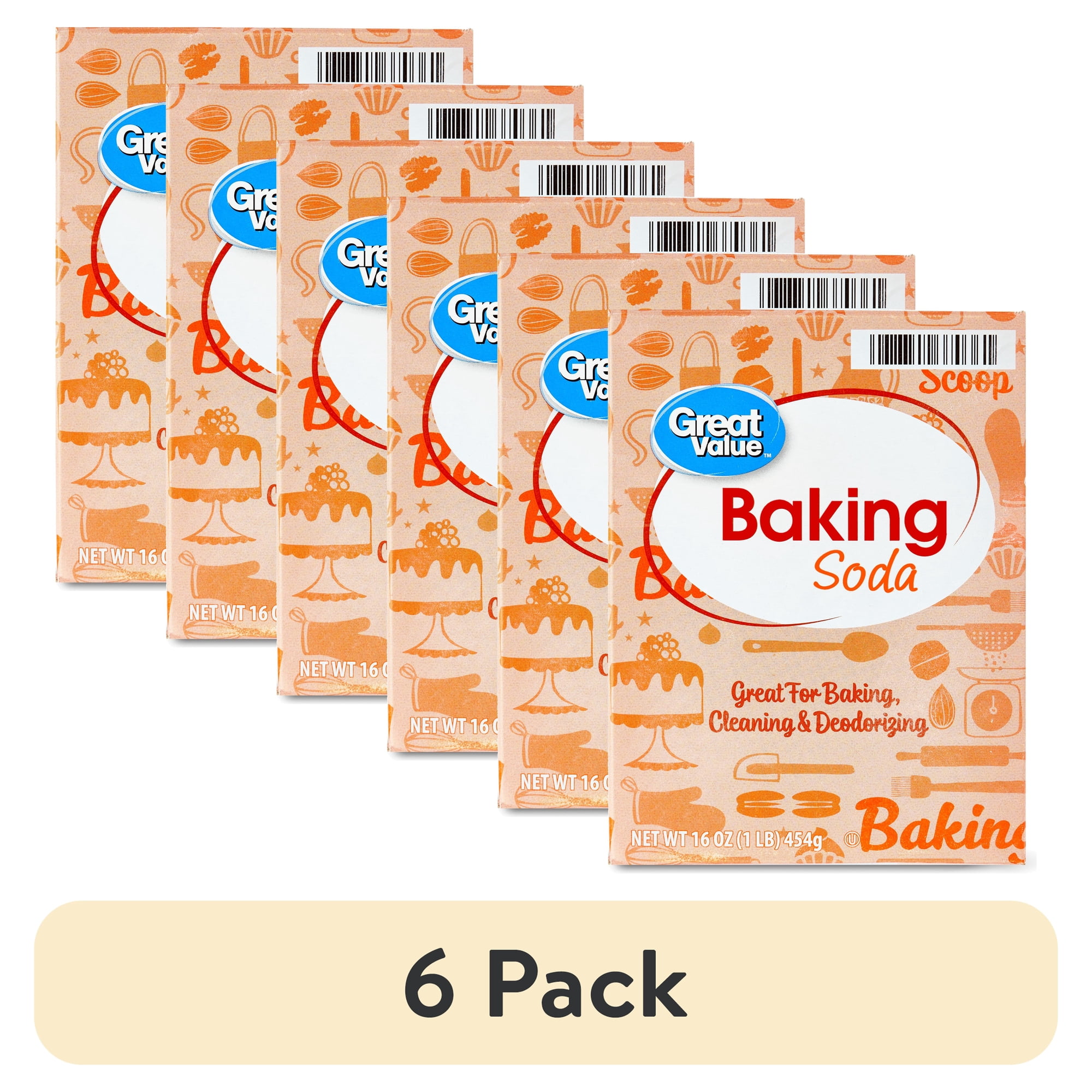 (6 pack) Great Value Baking Soda, 1 lb