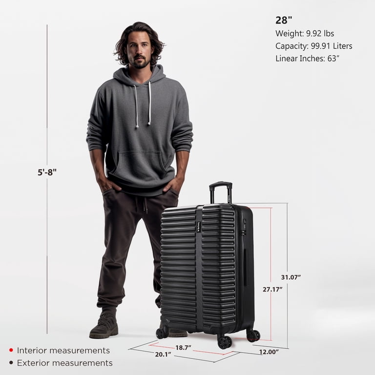 InUSA Ally Collection 28-inch Checked Luggage Black - Walmart.com