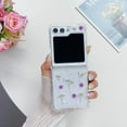 thumbnail image 2 of Galaxy Z Flip 5 Real Flower Case, Soft Clear Flexible Rubber Pressed Dry Real Flowers Case Girls Women Glitter Floral Cover for Samsung Galaxy Z Flip 5 -Purple, 2 of 18