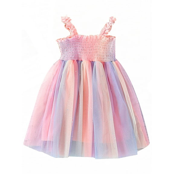 Aunavey Baby Girls Toddler Tutu Dress Infant Sleeveless Princess Rainbow Tulle Sundress