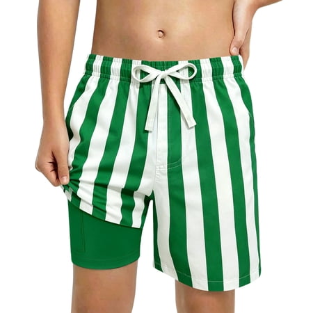 Tfken Boys Kids Swimwear Bottoms Shorts Summer Cute Stripe Swim Trunks Beach Swimwear Swimming Trendy Elastic Waist Toddler Comfortable Bathing Suits Classic Shorts Size 2-3 Years Green