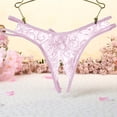 thumbnail image 4 of Odeerbi Women's Thong Crotchless Panties 2025 Valentine's Day Sexy Transparent Underwear Sling Solid Color Shortened Underwear Set Pink, 4 of 5