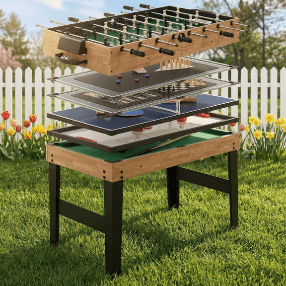 Naipo 48 in 10 in 1 Combo Game Table Set Multi Game Room Table with Air Hockey Foosball Pool Gift for Friends Family