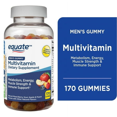 Equate Men's Multivitamin Gummies for General Health, Mixed Berry, 170 Count, Compare to Centrum Men's Multivitamins