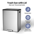 thumbnail image 2 of JoanKaren 16 Gallon Stainless Steel Dual Compartment Step Kitchen Trash Can with Lid & 2 Removable Wastebaskets,Kitchen Garbage Can & Recycling Bin,Silver, 2 of 8