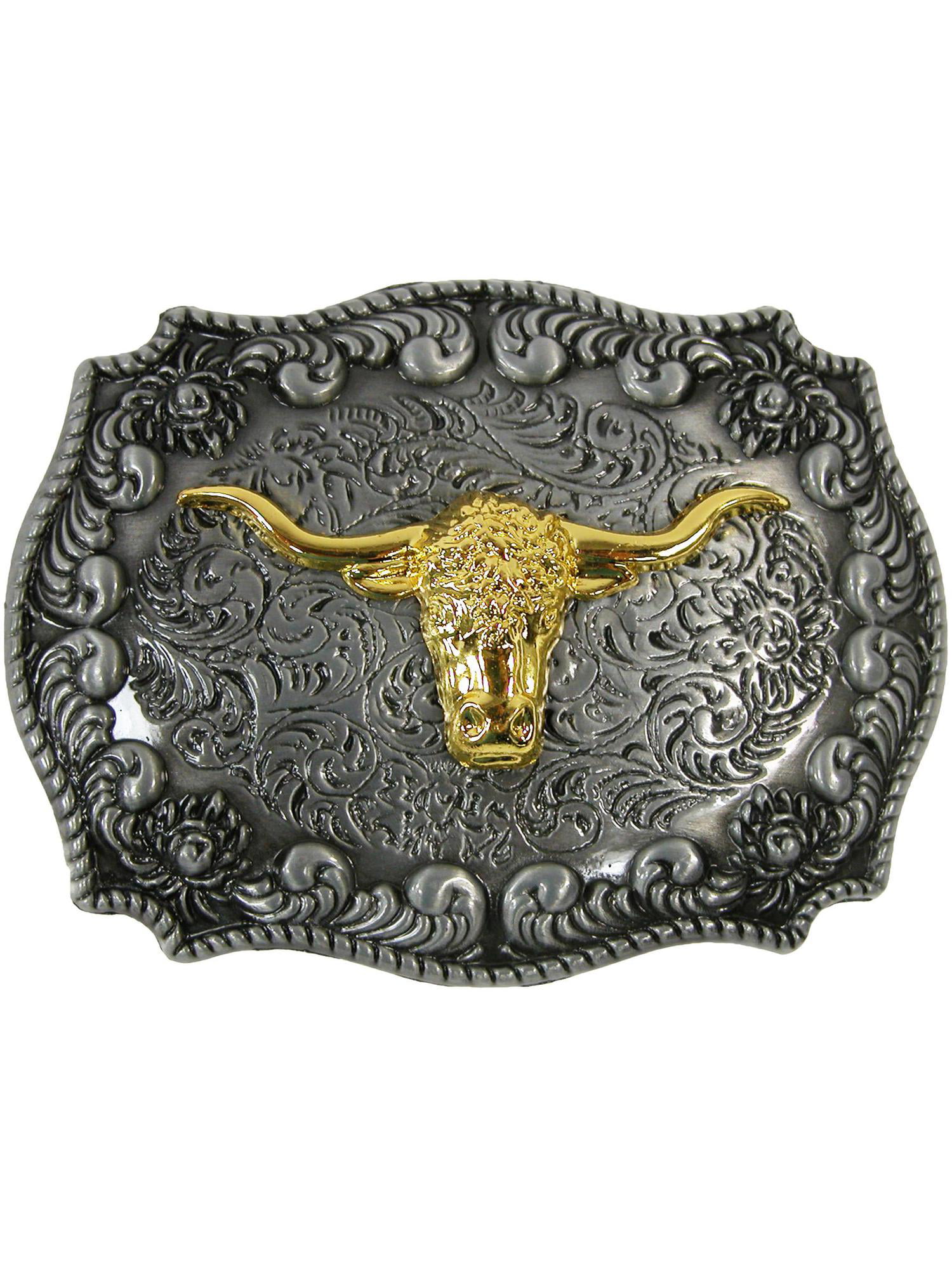 New Old Stock Gold Tone Western Cowboy Belt Buckle Made In USA 