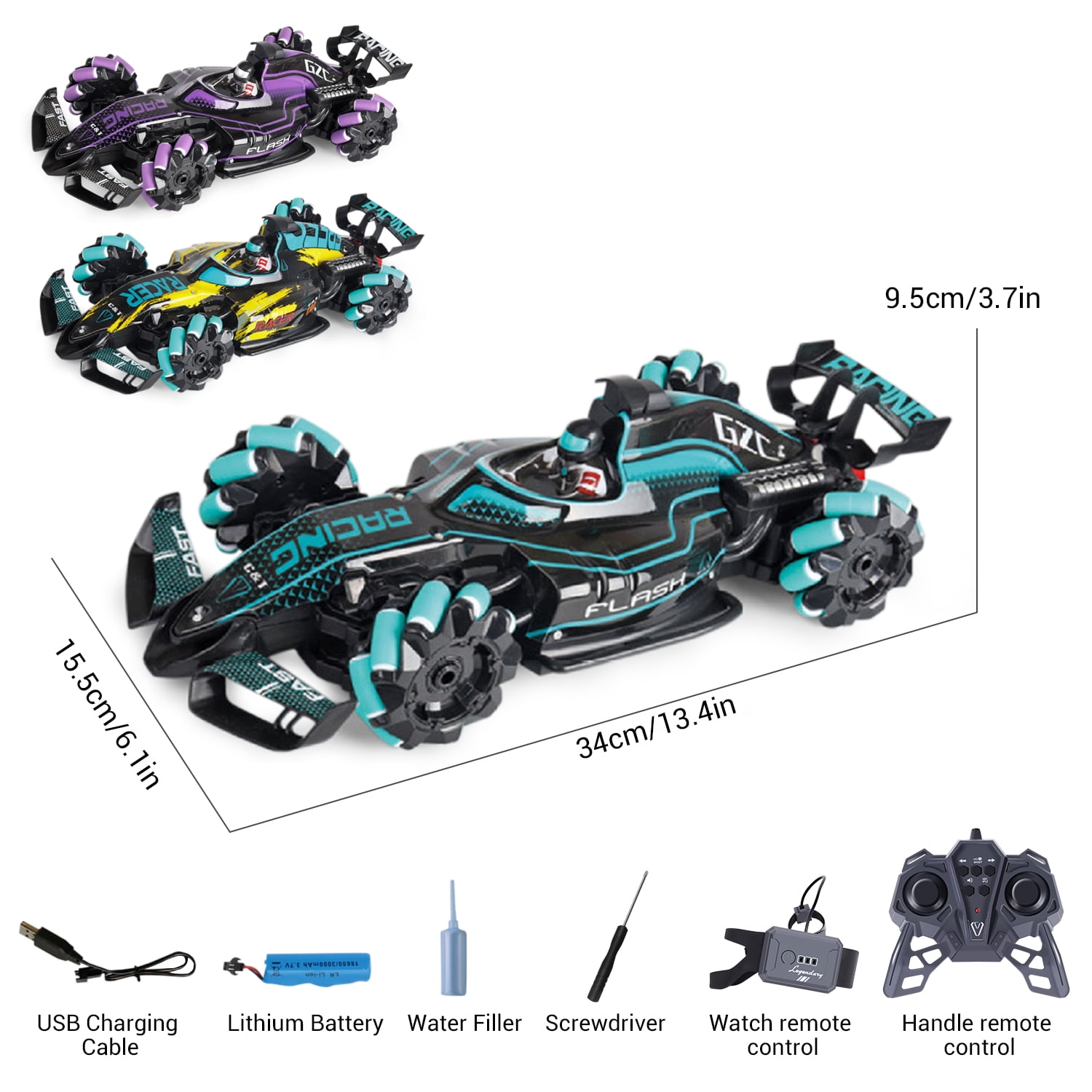 Quntis 1/12 Hand Controlled Remote Control Car, 2.4GHz  RC Stunt Car, Gesture Sensing RC Car with Spray Lights & Music, 360° Drift Hand Controlled RC Car, Blue